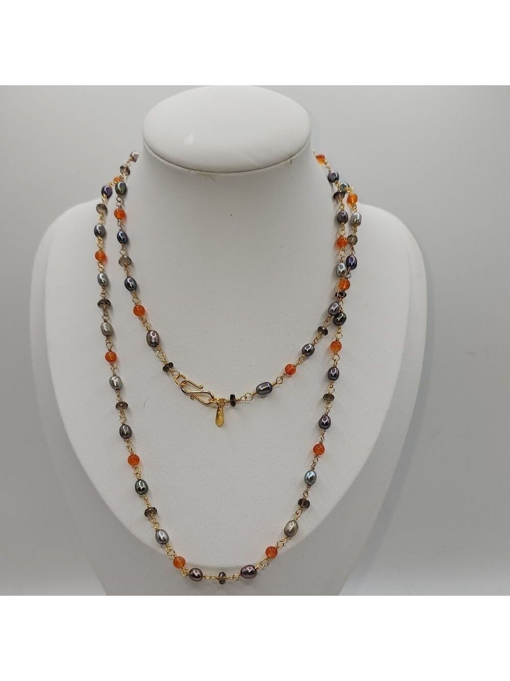 Aprique 22k Sterling Silver Bead Strand 36" Necklace